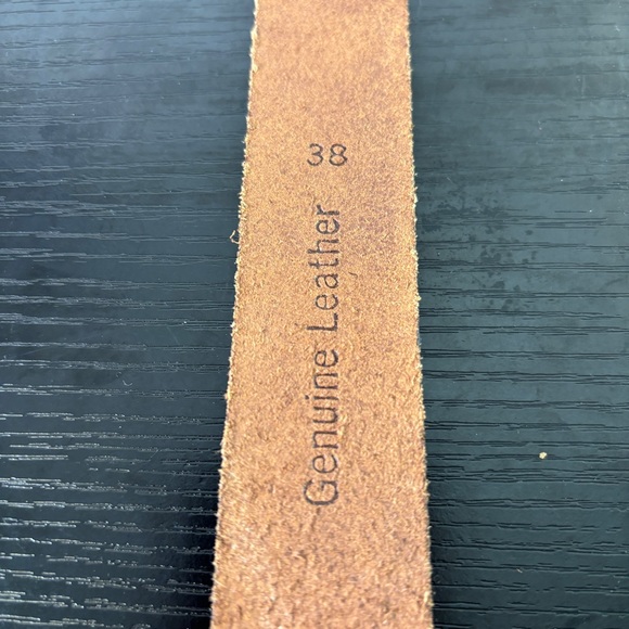 TIMBERLAND Belt Mens 38 Distressed Brown Genuine Leather Silver Buckle - Picture 2 of 6